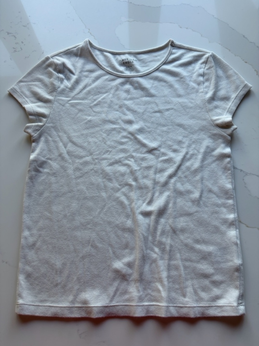 American Eagle Outfitters Baby Ribbed Short Sleeve Tee in white